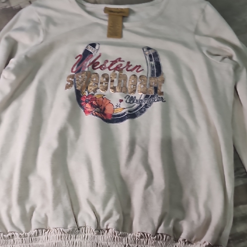 Wrangler Cream Long Sleeve Kids Tee